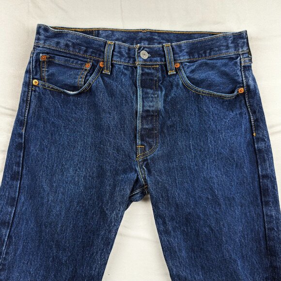 Levi’s 501 Original Button Fly Straight Leg Jeans W31 Dark Blue Denim Men’s - Picture 3 of 12